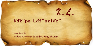 Köpe László névjegykártya